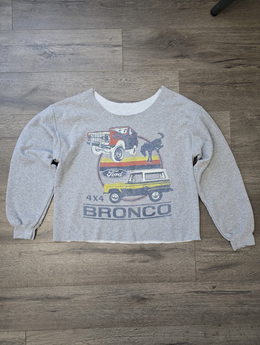 Cut off Junk Food Clothing Ford Bronco 4x4 Retro Graphic Sweatshirt Comfy